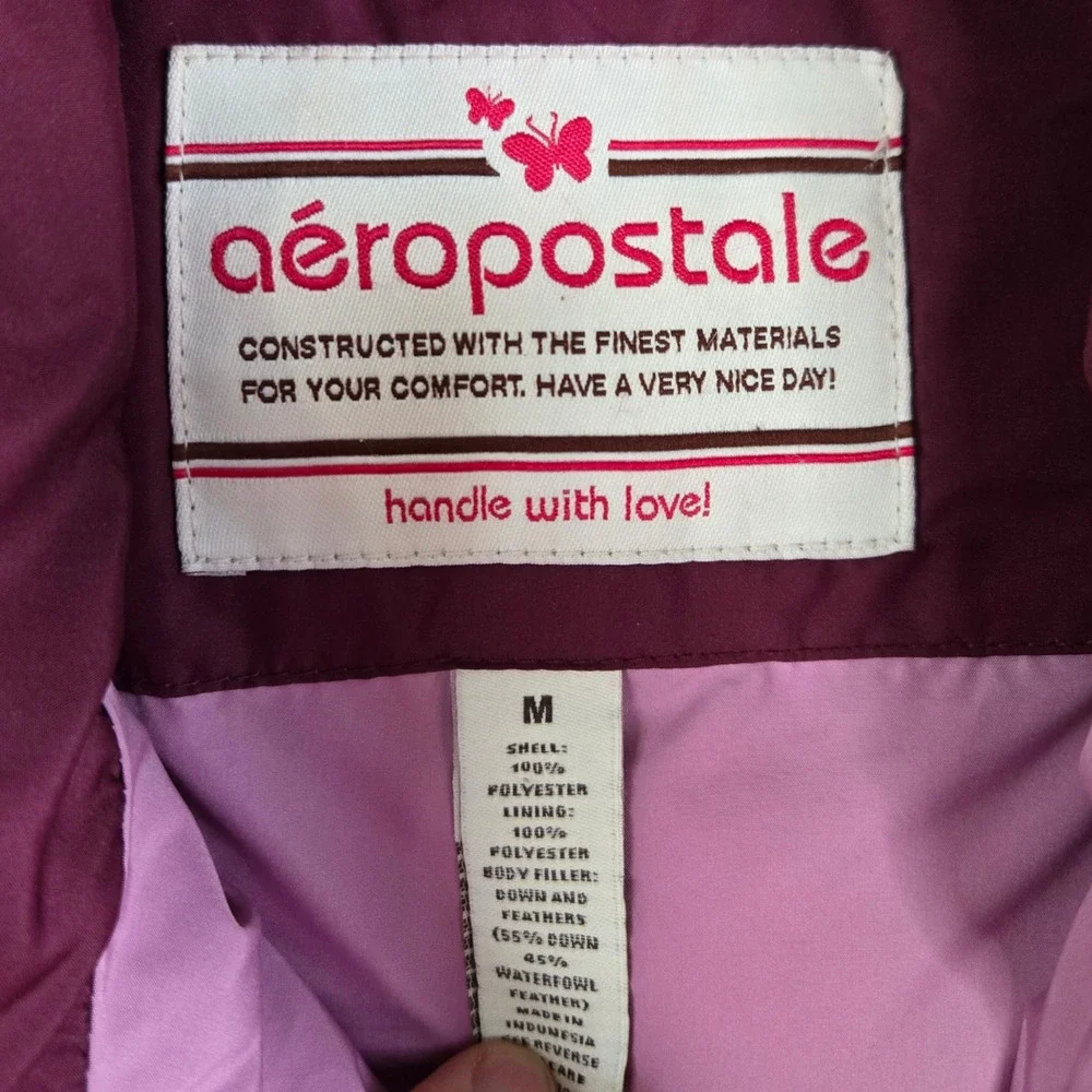 Y2K Aeropostale Purple Down Filled Mock Neck Full Zip Puffer Vest Size Medium